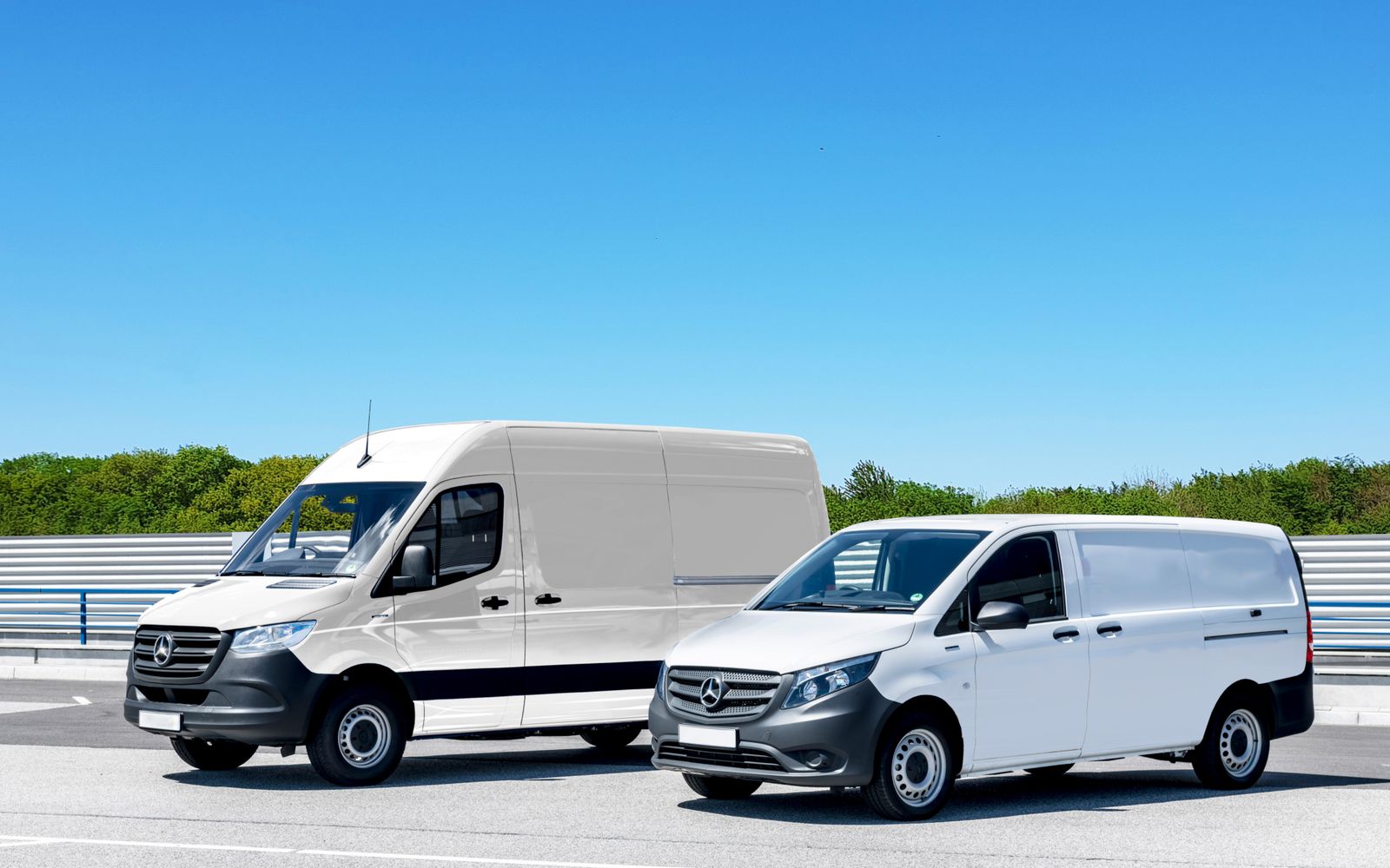Commercial work vans ready for fleet maintenance
