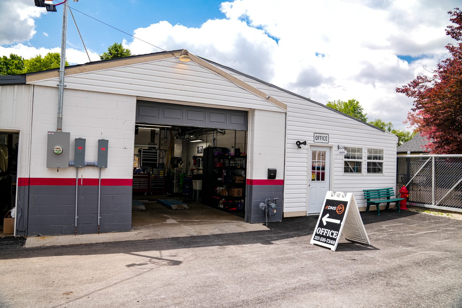 The front of Dave's Mechanic Shop at 601 S. Tibbs Ave, Indianapolis